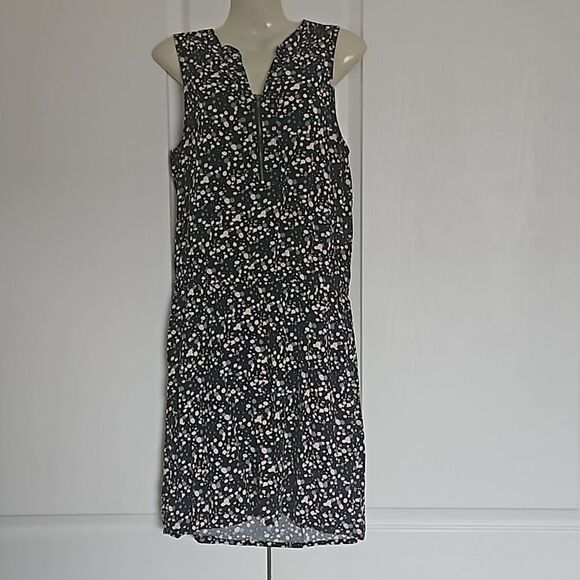 Banana Republic Sleeveless Elastic Waist Mini Cotton Dress Black/Pink Size 8 - Picture 1 of 16